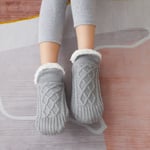 Vinter Fuzzy Slipper Socks Super Mjuk Varm Mysig Fluffy Fleece Strumpor inomhus Golv Halkfria thermal Grey EU35-39