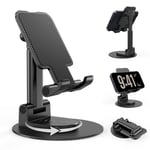 BHHB Mobile Phone Stand, Foldable Mobile Phone Holder, Angle Adjustable Mobile Phone Stand, Compatible with Mobile Phones and Tablets with a Size of 4 to 13 Inches, Black