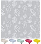 Home Direct Rectangular Oilcloth PVC Wipe Clean Tablecloth 140cm x 200cm 55x78 Leaves Light Grey