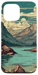 Coque pour iPhone 13 Pro Max Rocky Mountain Lake Vintage Paysage graphique