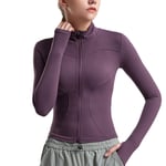 Workout Tops for Women Tank Tight Yoga Shirts Gym Clothes Quick-drying Zipper cardigan Running Exercise Gym t-shirts,Purple,M