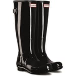 Hunter Womens Tall Back Adjustable Gloss Wellington Boots - Black material_other - Size UK 3