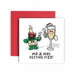 Huxters Funny Christmas Card for Mum and Dad – Feeling Festive Fizz – Christmas card for Mum and Dad or Young Couple (Mr and Mrs)