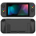 PlayVital ZealProtect Coque pour Nintendo Switch,Cover de Protection pour Switch avec Protection d'écran en Verre Trempé&Capuchon Joystick&Caps Boutons Direction ABXY-Noir