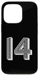 Coque pour iPhone 13 Pro Numéro 14 pour uniforme d'équipe sportive ou événements numéro quatorze