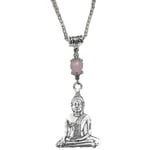 Halsband Buddha Symbol Rosenkvars Buddhism Yoga Meditation Rostfri kedja Rosa