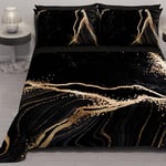 PETTI Artigiani Italiani - Summer Bedspread 220 x 260 cm 100 g/m² Double Face, Spring Quilt, Lightweight Quilt, Black Marble, 100% Made in Italy