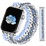 JR.DM Bracelet de perles pour femme compatible avec bracelet Apple Watch 38 mm, 40 mm, 41 mm, 42 mm, 44 mm, 45 mm, 46 mm, bracelet élastique fait à la main, pour séries 10, 9, 8, 7, SE, 6, 5, 4, 3, 2,