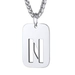 Pendentif Plaque Militaire Collier Homme Armé Personnalisable Identite Femme Lettre Initial Prénom Gravure Personnalisé Médaillon Inoxydable N Argenté Bijoux Cadeau Noël Fêtes des Mères Pères