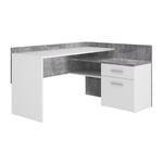 Meubletmoi - Bureau d'angle blanc et décor béton gris avec rangements - alvin