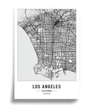 Poster Plan de ville A3 Noir Blanc | Papier 250 gr. Image pour salon et chambre | Très nombreux motifs urbains | Poster minimaliste | Idée cadeau parfaite | Sans cadre | Poster Los Angeles