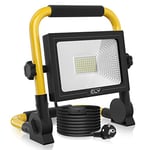 CLY Lampe Chantier 60W 5200LM Projecteur Chantier Led 6500K Baladeuse Led Portable IP66 Câble 5M Lampe Camping Portable Lampe de Travail Lanterne avec Rotation à 180° pour Atelier, Garage, Bricolage