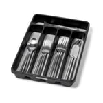 madesmart Mini 5-Compartment Plastic Silverware Tray for Drawers, Cutlery and Utensil Tray Kitchen Drawer Organizer, Granite