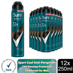 Sure Men Anti-perspirant 72H Nonstop Protection Deodorant, 250ml 12 Pack
