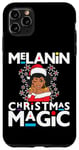 Coque pour iPhone 11 Pro Max Façade noire en dentelle naturelle Mrs Clause Melanin Christmas Magic