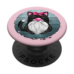 Vintage Black Cat Graphic For Women Cute Kitten Pink Cat Mom PopSockets PopGrip Adhésif