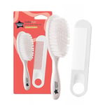 Tommee Tippee Essential Brush & Comb Set BPA-Free, 2 Count (Pack of 1), White