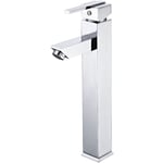 Robinet haut pour vasque de lavabo mitigeur carrée laiton design chromé