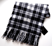 Genuine FRED PERRY 100% Wool Mod Scott Black White Tartan SCARF 160 x 24cm Tags