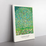 Big Box Art Apple Tree with Border by Gustav Klimt Canvas Wall Art Print Ready to Hang Picture, 76 x 50 cm (30 x 20 Inch), White, Green, Turquoise