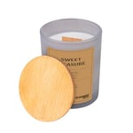 DONAU HOME Sweet Pleasure - Bougie parfumée de luxe 100% soja - 200 g - Verre gris - Avec couvercle en bois - Mèche en bois - Fraise, lait, crème, framboise, noix de coco et amandes - Fabriquée à la