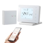 Beok Thermostat sans Fil avec Récepteur,Tuya Thermostat Connecté WiFi,Thermostat Intelligent pour Chaudière,Programmable Compatible avec Alexa et Google Home Alimentation par USB,Grand écran LCD