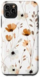 Coque pour iPhone 11 Pro Max Blanc abstrait floral mignon beige marron fleurs sauvages esthétiques