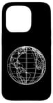 Coque pour iPhone 15 Pro World Globe Line Art Carte planète Terre Atlas Voyage