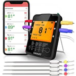 Thermomètre de cuisson pour grillades Smart Thermomètre à viande à distance sans fil avec 4 sondes Thermomètre de cuisson numérique pour barbecue