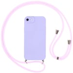 Vauki Coque pour iPhone 8/iPhone SE 2020/iPhone 7/SE 2022 avec Cordon, Etui avec Collier - Tour de Cou Lanière en Corde - Silicone Housse avec Réglable Chaine pour iPhone 8, Bandouliere - Violet