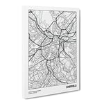 City Map Sheffield Uk Modern Canvas Wall Art Print Ready to Hang, Framed Picture for Living Room Bedroom Home Office Décor, 20x14 Inch (50x35 cm)