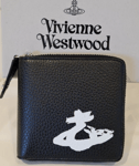 Vivienne Westwood black leather MELIH Zip Around Orb Wallet CC Coins Notes New