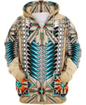 Unisex 3D Printed Hoodies,Unisex Hoodied Zip Sweatshirt American Indian Style Print Casual Warmer Long Sleeve Drawstring Pocket Jacket Gift For Student Couple Festival,M