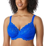 DELIMIRA Femme Soutien Gorge Grande Taille en Dentelle avec Armature sans Rembourré Bleu Céleste 85F