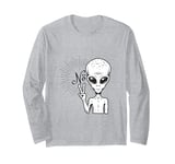 Funny and cute Grey Alien "No" V-Finger Gesture Long Sleeve T-Shirt