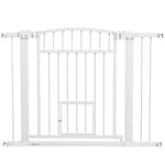 PawHut Barrière de sécurité Extensible 76-104 cm, barrière d'escalier, système de Double Verrouillage, Montage par Pression ou perçage, barrière de sécurité Chien, Hauteur de 77 cm, Blanc