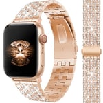 JR.DM Bracelet de montre en métal pour femme compatible avec Apple Watch 42 mm, 44 mm, 45 mm, 46 mm, bracelet de rechange en métal pailleté pour Apple Watch Series 10/9/8/7/6/5/4/3/2/1/SE Femme