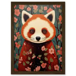 Artery8 Red Panda Cute Tree Blossom Kids Bedroom Artwork Framed A3 Wall Art Print