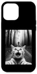 Coque pour iPhone 12 Pro Max T-shirt drôle chat selfie avec Bigfoot