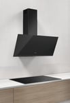 Airforce Alpha 80cm Wall Mounted Cooker Hood with Push Button Control, Integra Ready-Black Glass Finish