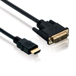 HDSupply Câble HDMI/DVI Single Link HDMI High Speed A mâle (19 broches) vers prise mâle DVI-D (18 + 1 broches, contacts plaqués or, double blindage, HDMI haute vitesse 1,5m Noir