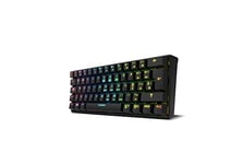 KROM Clavier Gaming KLUSTER -NXKROMKLSTRSP- Clavier mécanique sans Pavé Numérique, RGB, Bluetooth 5.0, USB, format 60%, Compatible avec Windows, Android, IOS et MAC, Layout Spagnol, Noir