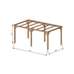 Pergola bois avec bandeau 15 m2 - 3 x 5 Autoportante - Origine France + Visserie acier zingué & Pieds de poteaux réglables