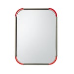 Arti & Mestieri Corner Lisse – Miroir Design 100% fabriqué en Italie – en Fer, 60 x 80 cm (Boue et décor en Cristal Acrylique Rouge)