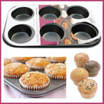 6 Cups Muffin Tray Nonstick Dishwasher Safe Cupcake Pan Black Doted (6pc Muffin Tray)
