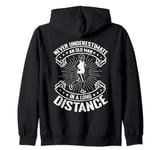 Marathon Runner Never Underestimate An Old Man Running Zip Hoodie