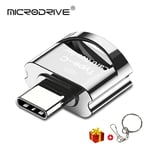 Mini lecteur de carte Flash USB Type-C en métal,pour carte mémoire,adaptateur Micro Mini SD,TF,pour téléphone - Type USB C Silver