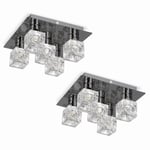 Ritz Ice Cube Pair of Black Ceiling Light (Semi-Flush)