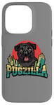 Coque pour iPhone 14 Pro Retro Pug Pugzilla Funny Dog Lover Japanese Movie Poster