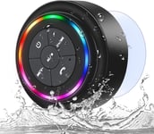 Étanche Enceinte Bluetooth Portable Lumière LED,Étanche IPX7 Haut-Parleur de Douche Étanche Enceinte Bluetooth Waterproof pour Douche Camping Voiture Voyage Paires à Tous Les appareils Bluetooth